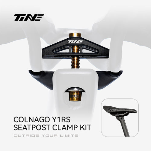 TiNE Colnago Y1RS seatpost clamp assembly mounted on bike seatpost
