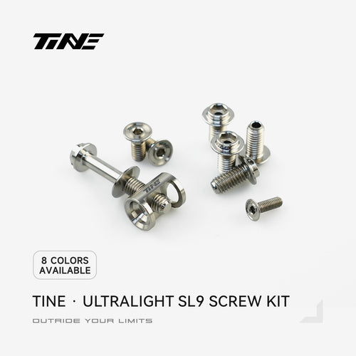 TiNE SL9 titanium ultra-light screw kit components display
