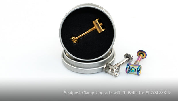 TiNE titanium seat clamp bolts with container with display