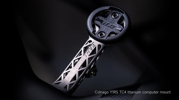 TiNE titanium Colnago Y1RS computer mount - lightweight design, topology optimized 3D-printed Ti-6Al-4V