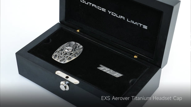 TiNE Aerover titanium headset cap in premium black presentation box