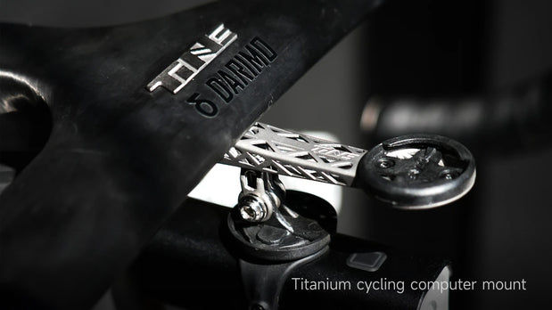 TiNE 3D-printed titanium Garmin Edge 1050 mount with wider arm attachment