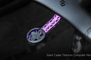 Giant Cadex purple titanium computer mount on bike bar