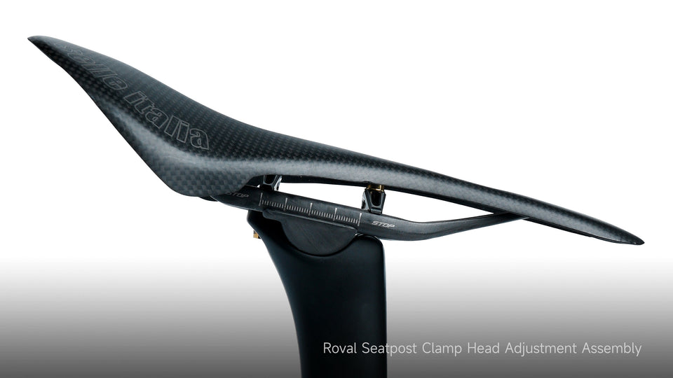 TiNE titanium Roval seatpost clamp with carbon fiber saddle