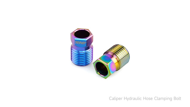 TiNE titanium Shimano caliper hose clamping bolt set colorful anodized design