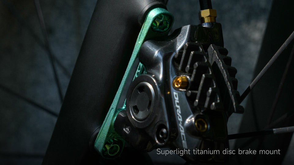 Superlight turquoise (tiNE titanium disc brake mount for Specialized SL8/S5)