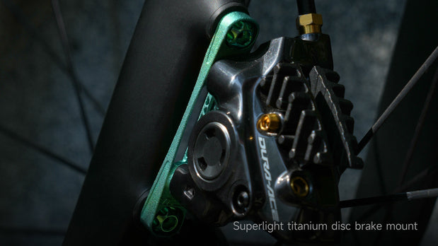 Superlight turquoise (tiNE titanium disc brake mount for Specialized SL8/S5)