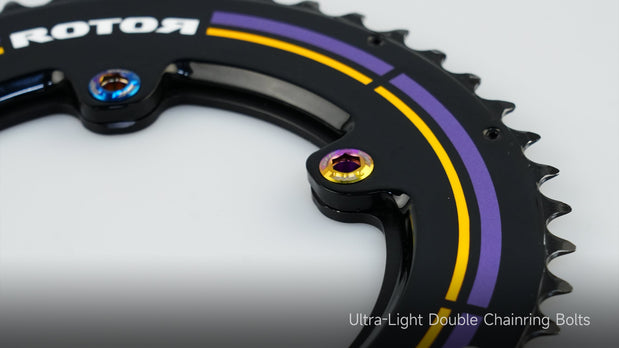 TiNE titanium double chainring bolts on Rotosa chainring