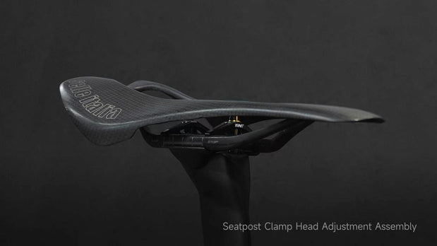 TiNE V5RS titanium saddle clamp on Selle Italia saddle, lightweight design