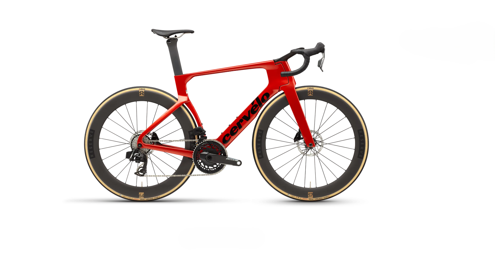 Red Cervelo road bike with CNC titanium parts, aerospace alloy