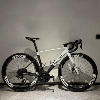 Scott titanium road bike with white frame, black accents - TiNE TECH collection