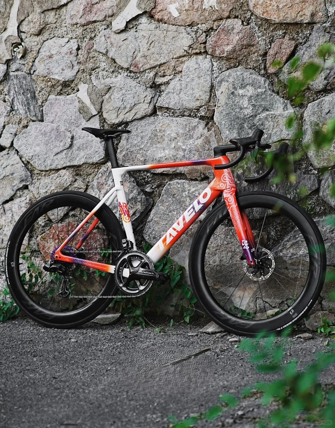 Tavelo colorful road bike with titanium upgrades