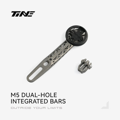 TiNE titanium bike mount for M5 dual-hole bars with black circular component