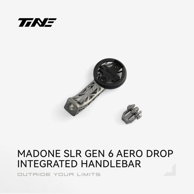 TiNE TREK Madone SLR Gen 6 Aero Drop titanium bicycle computer mount with small accessory