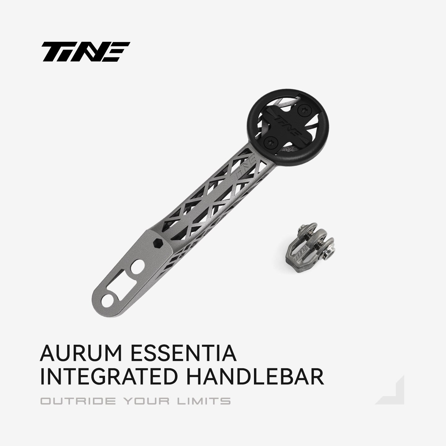 TiNE Aurum essentia titanium bicycle computer mount with lattice extension