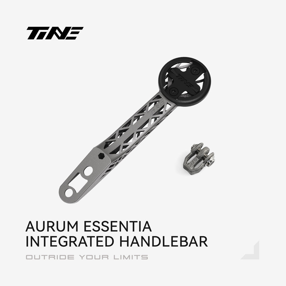 TiNE Aurum essentia titanium bicycle computer mount with lattice extension