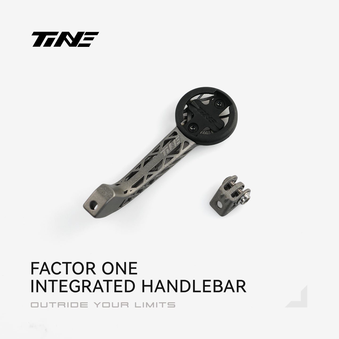 TiNE FACTOR ONE handlebar titanium bicycle computer mount with accessory component