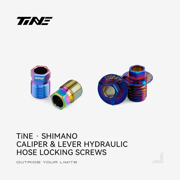 TiNE colorful titanium Shimano caliper/lever hydraulic hose locking screws
