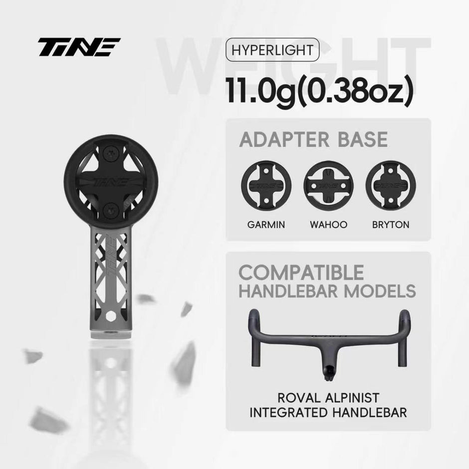 TiNE Specialized ROVAL ALPINIST mount with Hyperlight adapter bases for Garmin/Wahoo/Bryton, compatible handlebar