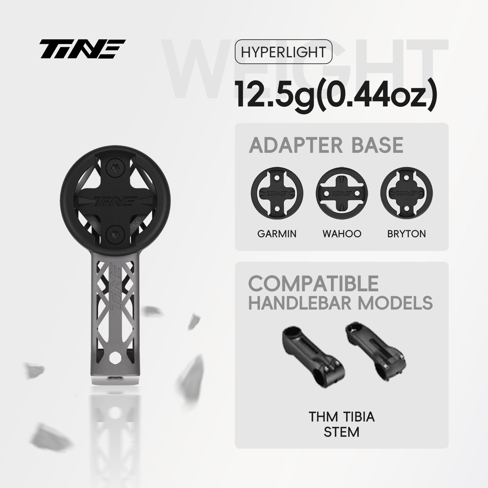 TiNE THM TIBIA handlebar stem | Titanium Bicycle Computer Mount
