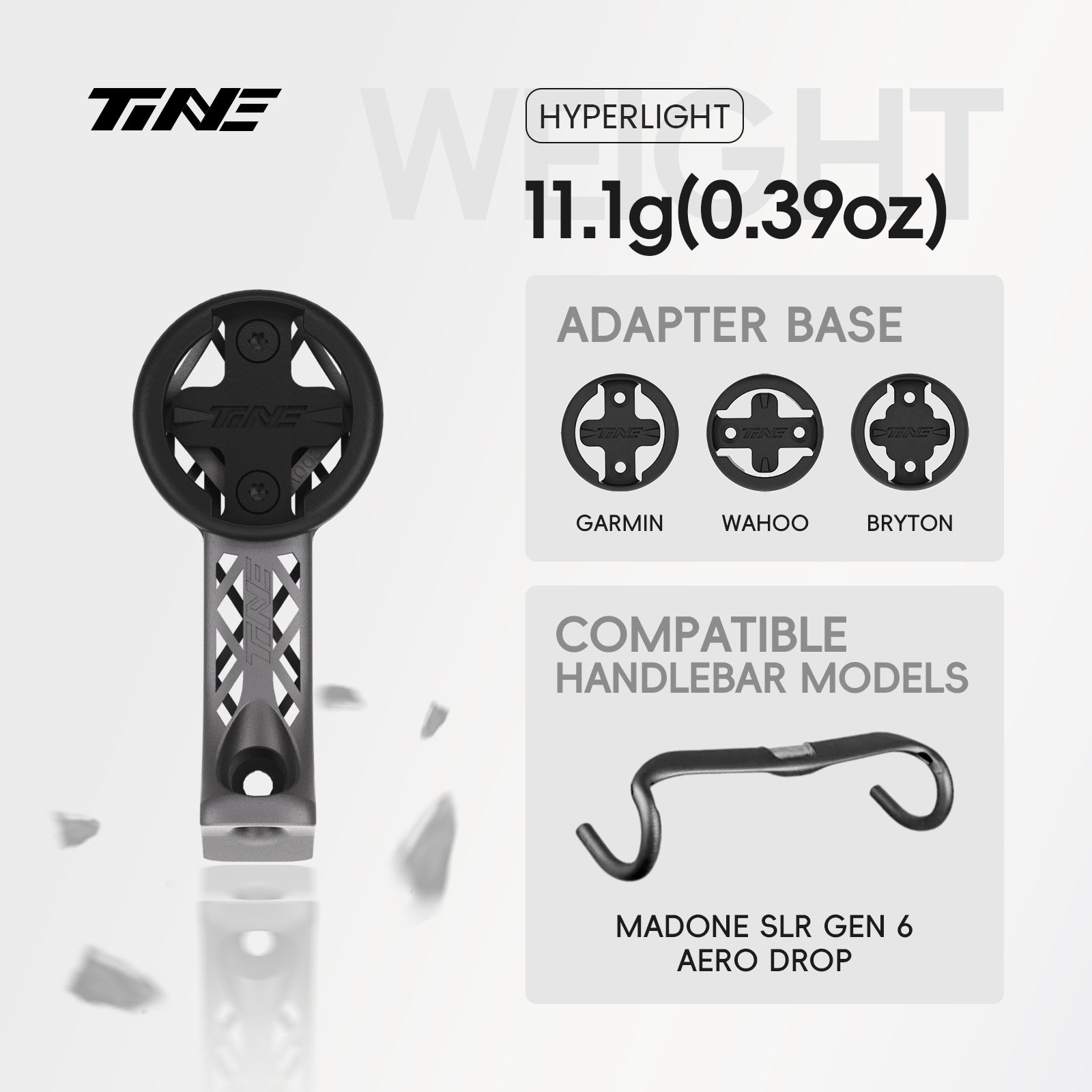 TiNE TREK Madone SLR Gen 6 titanium bicycle computer mount with HYPERLIGHT label,2. TiNE TREK Madone SLR Gen 6 titanium bicycle computer mount with TURBO label