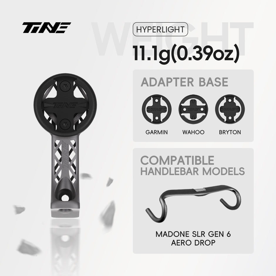 TiNE TREK Madone SLR Gen 6 titanium bicycle computer mount with HYPERLIGHT label,2. TiNE TREK Madone SLR Gen 6 titanium bicycle computer mount with TURBO label