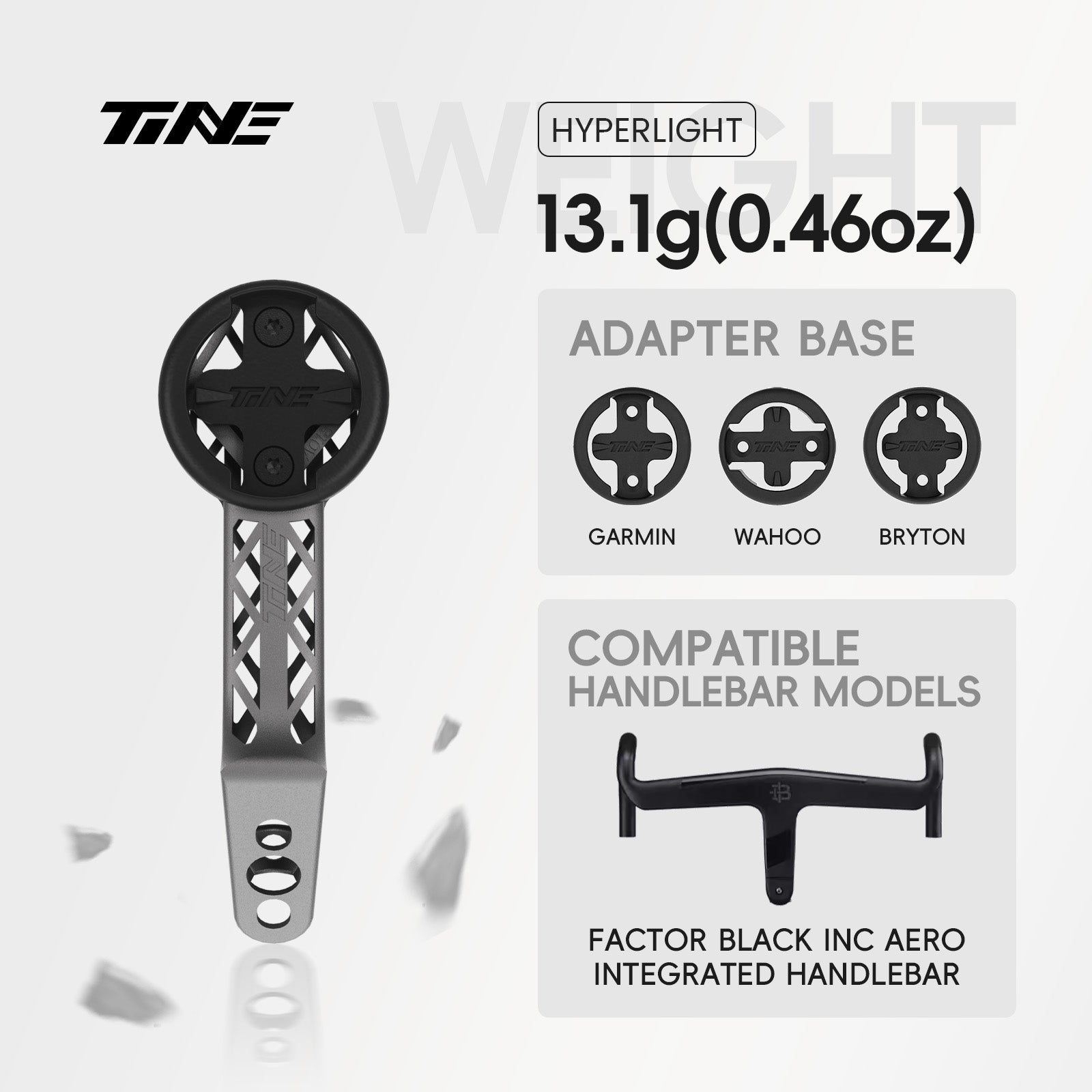 TiNE Factor black inc aero | Titanium Bicycle Computer Mount