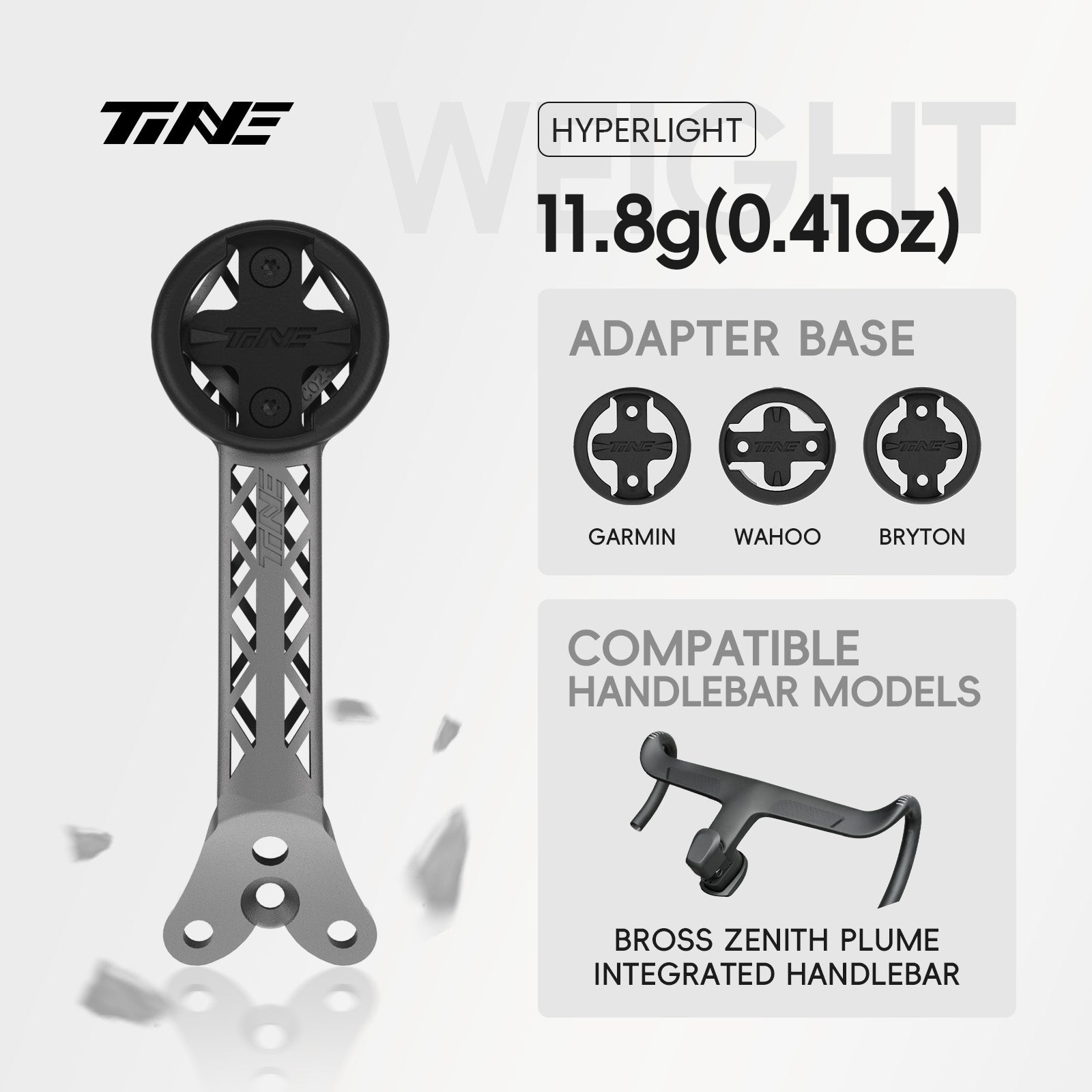 TiNE Bross zenith plume | Titanium Bicycle Computer Mount
