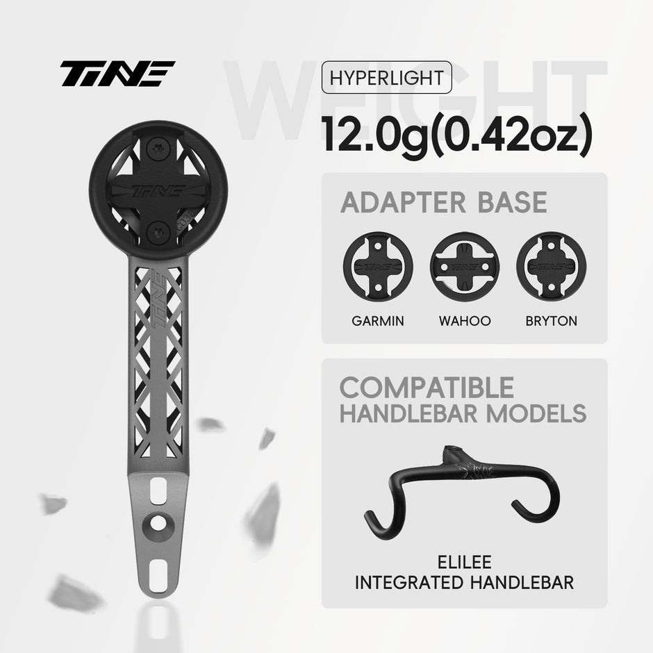 TiNE ELILEE Carbon one-piece handlebars | Titanium Bicycle Computer Mount