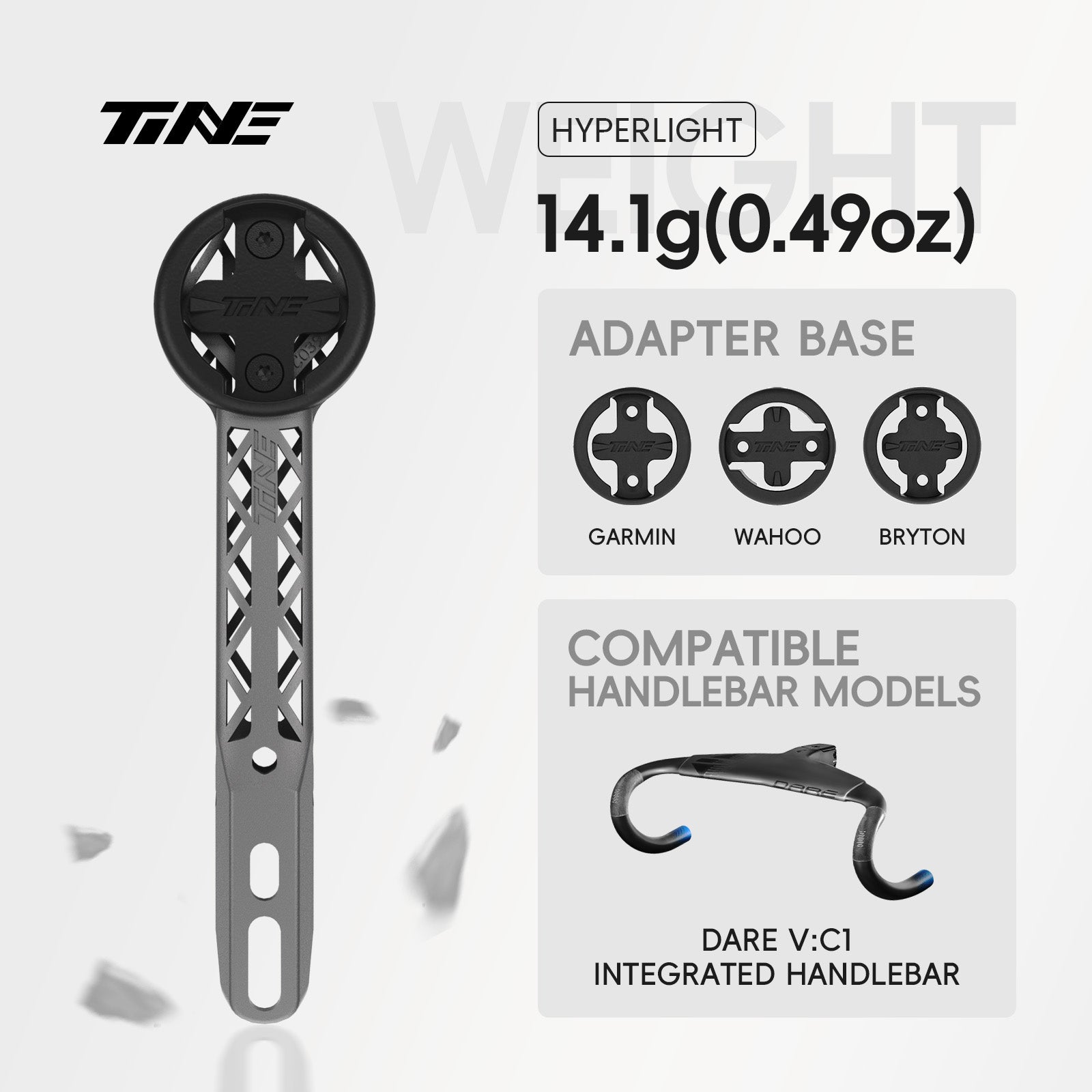 TiNE DARE V:C1 Carbon Integrated Handlebar |Titanium Bicycle Computer Mount
