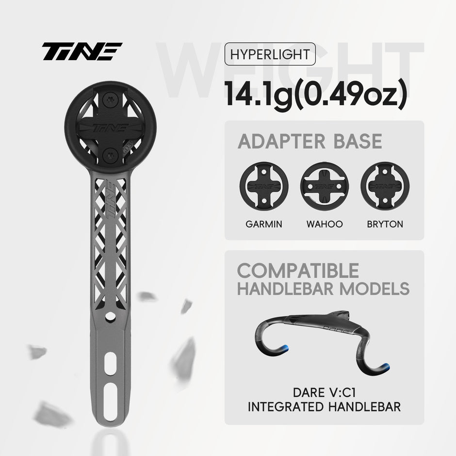 TiNE DARE V:C1 Carbon Integrated Handlebar |Titanium Bicycle Computer Mount