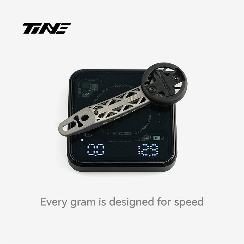 TiNE CerVELO R5 handlebar mount on digital scale - lightweight titanium component