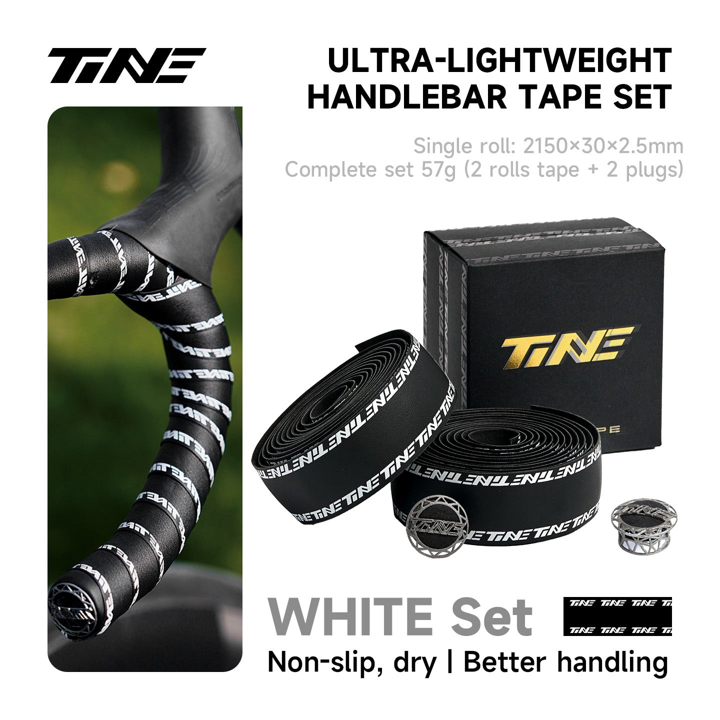 Ultra-Light Road Bike Handlebar Tape & Titanium bar end plug Kit