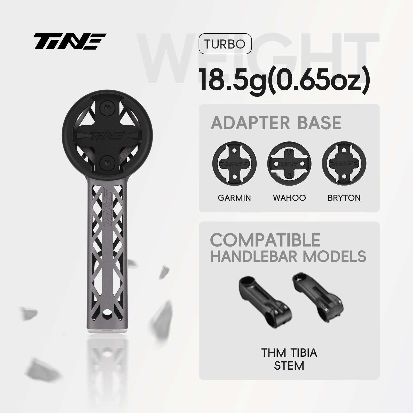 TiNE THM TIBIA handlebar stem | Titanium Bicycle Computer Mount