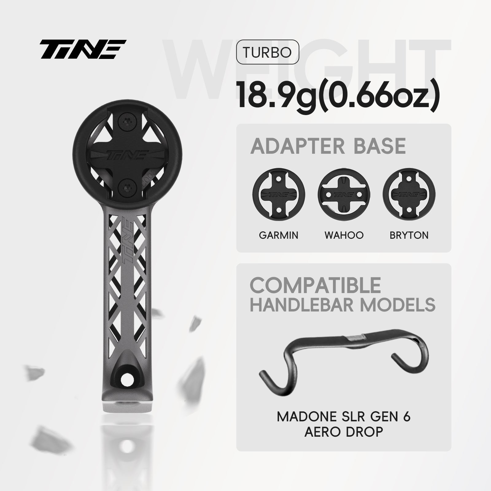 TiNE TREK Madone SLR Gen 7 titanium bicycle computer mount with integrated accessory