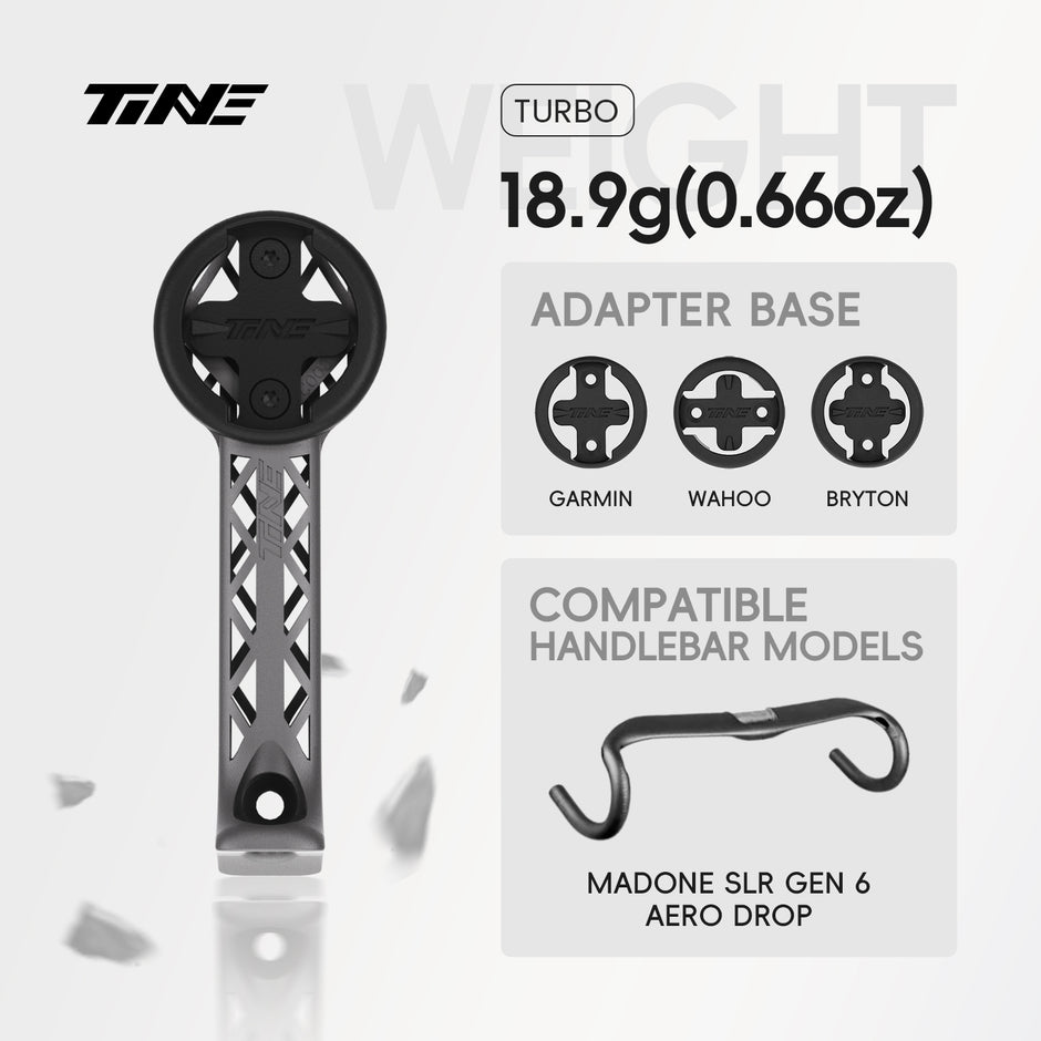 TiNE TREK Madone SLR Gen 7 titanium bicycle computer mount with integrated accessory