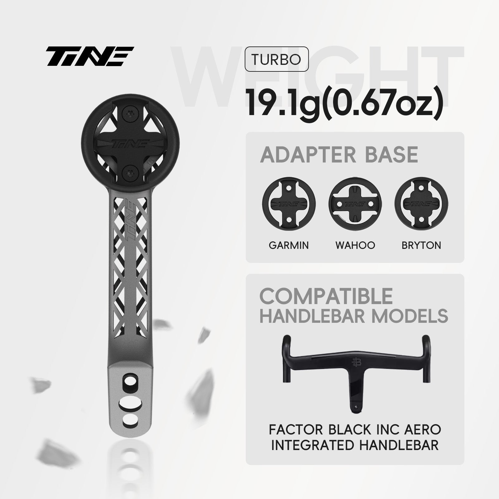 TiNE Factor black inc aero | Titanium Bicycle Computer Mount