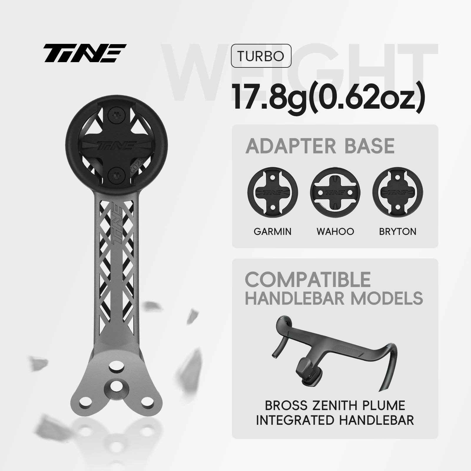 TiNE Bross zenith plume | Titanium Bicycle Computer Mount