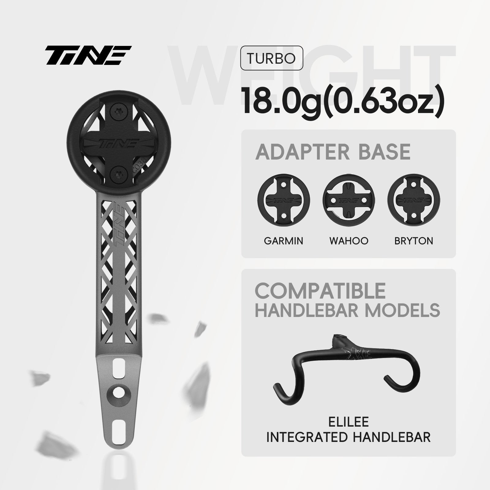 TiNE ELILEE Carbon one-piece handlebars | Titanium Bicycle Computer Mount