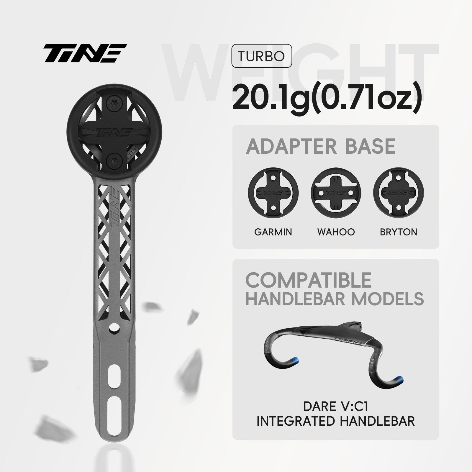 TiNE DARE V:C1 Carbon Integrated Handlebar |Titanium Bicycle Computer Mount