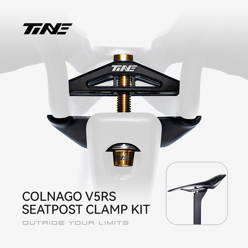 TINE Colnago V5RS seatpost clamp kit with black aluminum clamp assembly