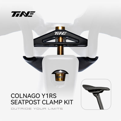 TiNE Colnago Y1RS seatpost clamp assembly mounted on bike seatpost