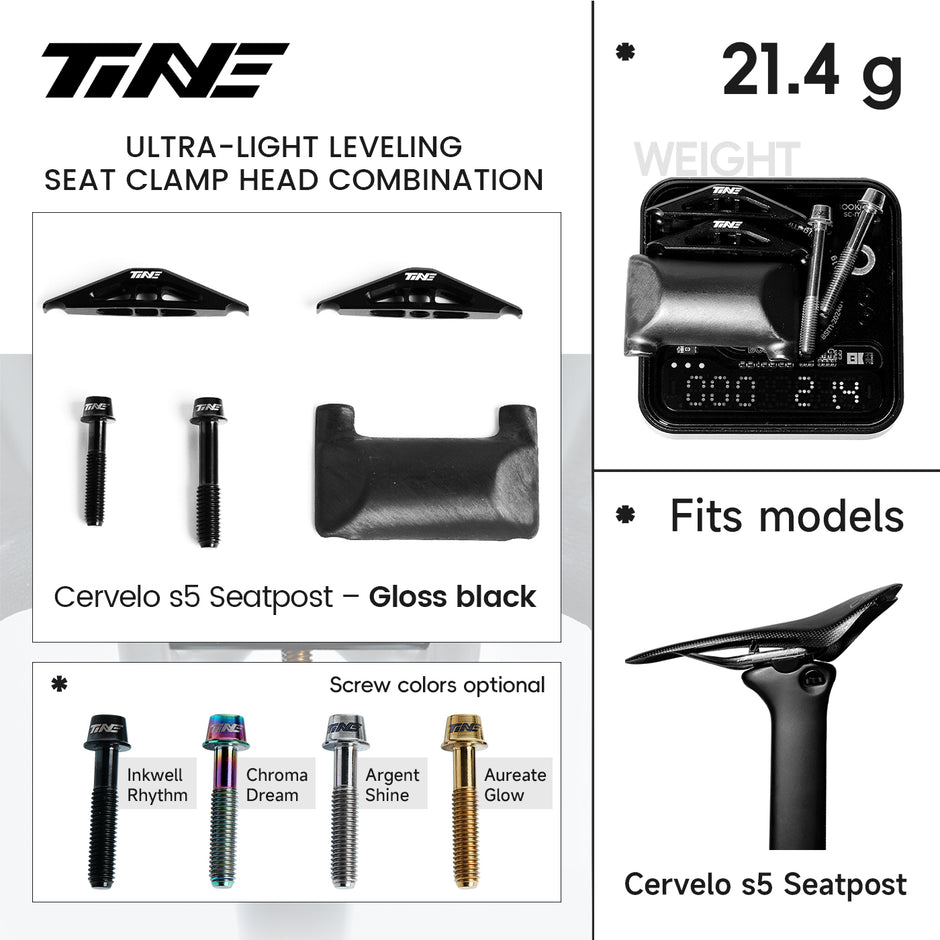 TiNE TECH Cervelo S5 carbon fiber seatpost balance kit matte black chroma dream