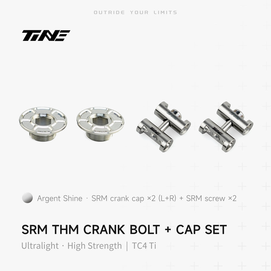 TiNE Tech SRM THM crank cover + screw set, argent shine titanium ultralight modification kit