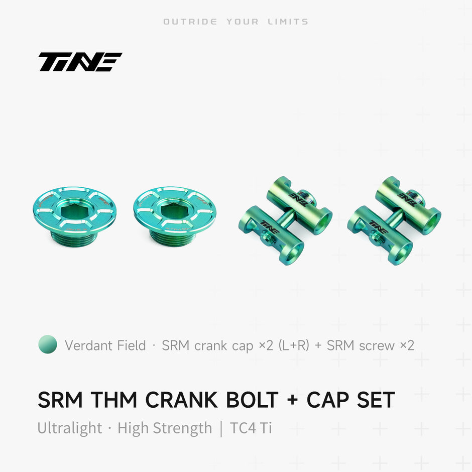 TiNE Tech SRM THM crank cover + screw set, verdant field green titanium ultralight modification kit