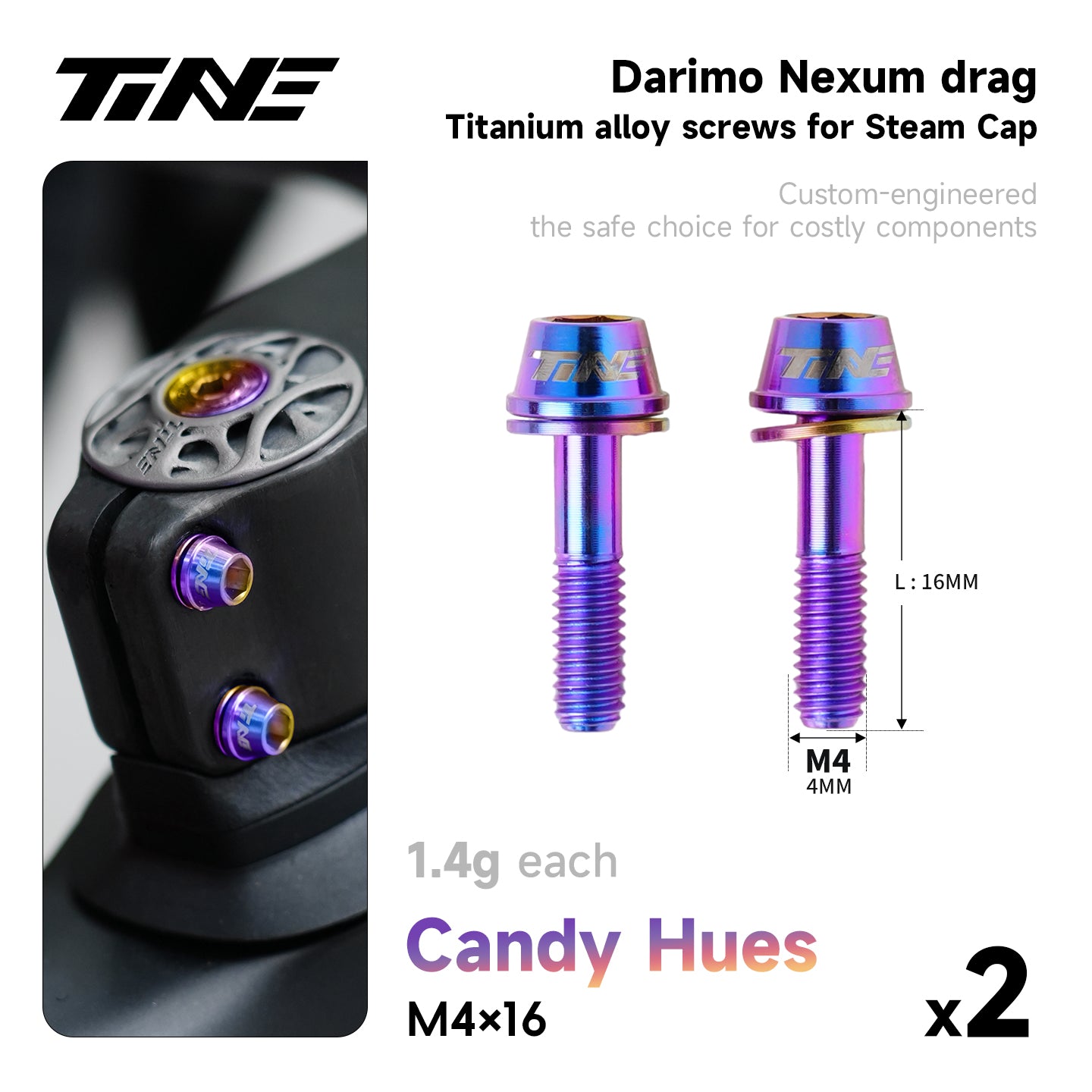 M4*16 · Titanium Stem Screw Set | Darimo Nexum Drag Handlebar
