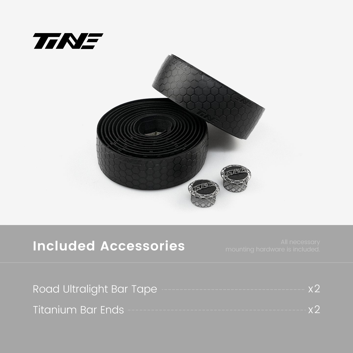 TiNE included road bar tape and titanium bar ends accessories