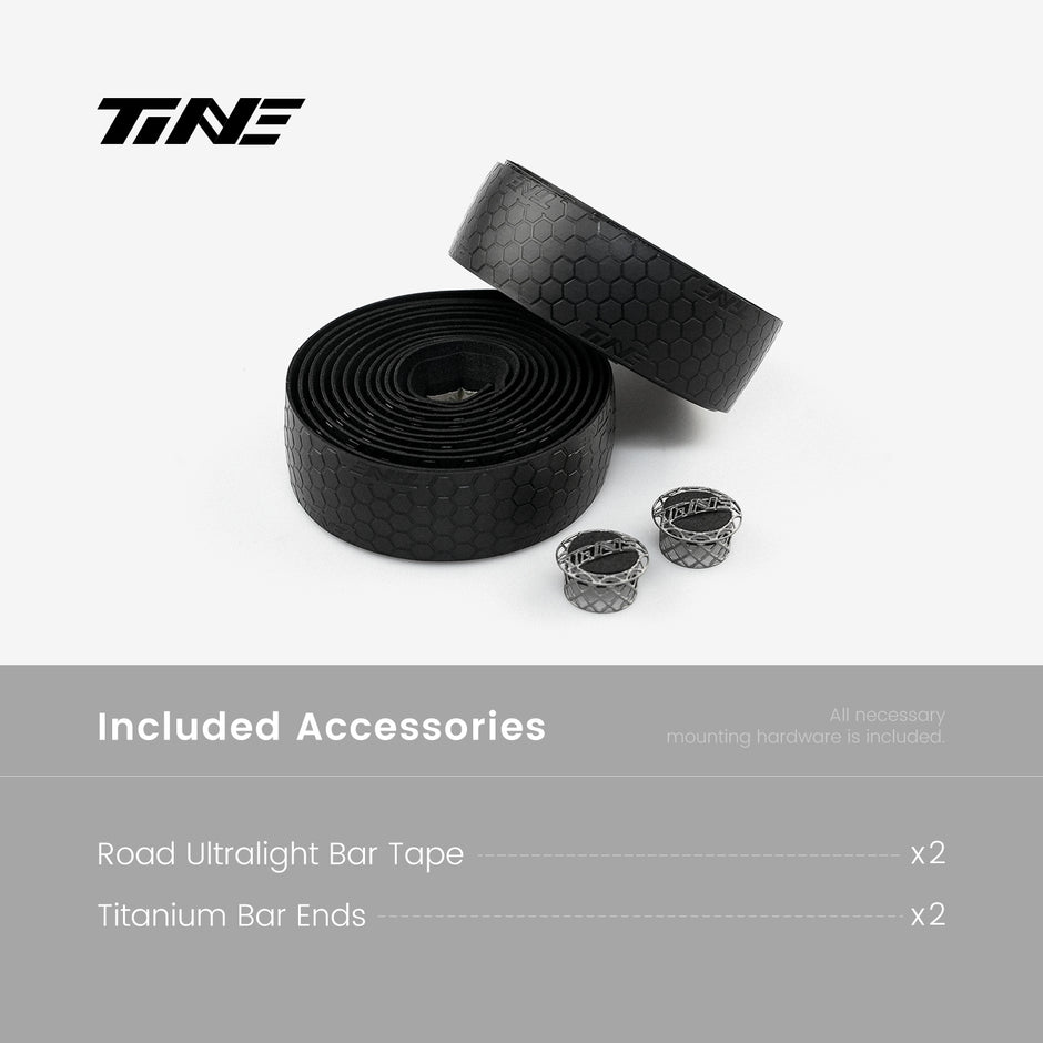 TiNE included road bar tape and titanium bar ends accessories