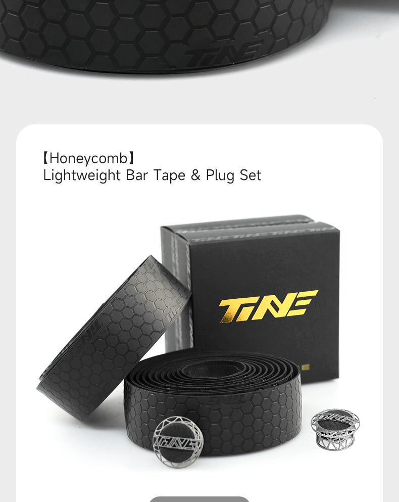 TiNE honeycomb bar tape and plug kit with branded packaging