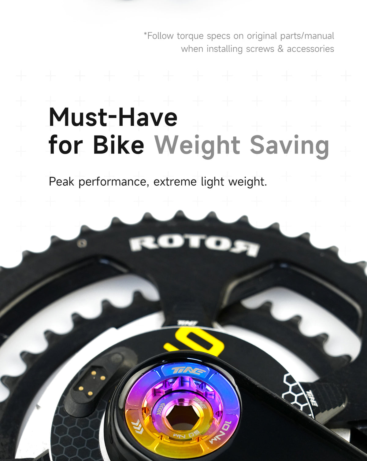 TiNE Titanium GP-3/Cybrei crank cap - rainbow-colored ultra-light cap on black component